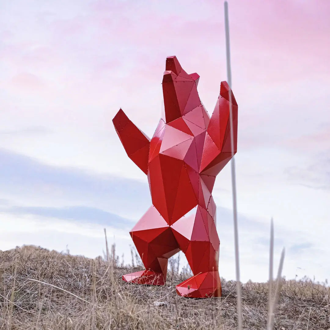 BERNE | 3D Metal Geometric Standing Bear Statue - OTTOCKRAFT™