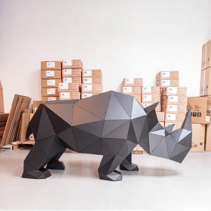 RHINO XL | 3D Metal Geometric Rhino Statue OTTOCKRAFT™